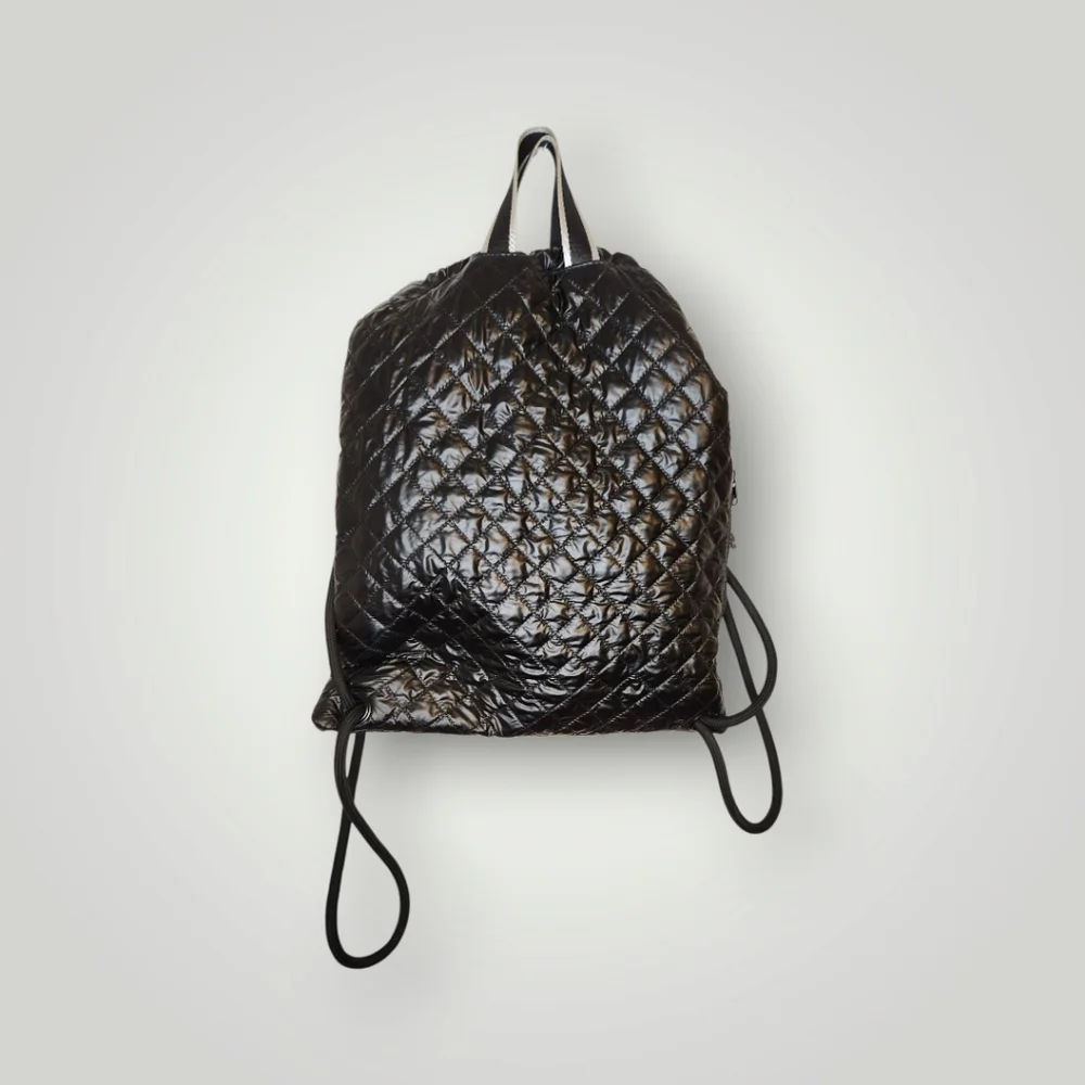 Zyia active quilted drawstring backpack USA Black Bag